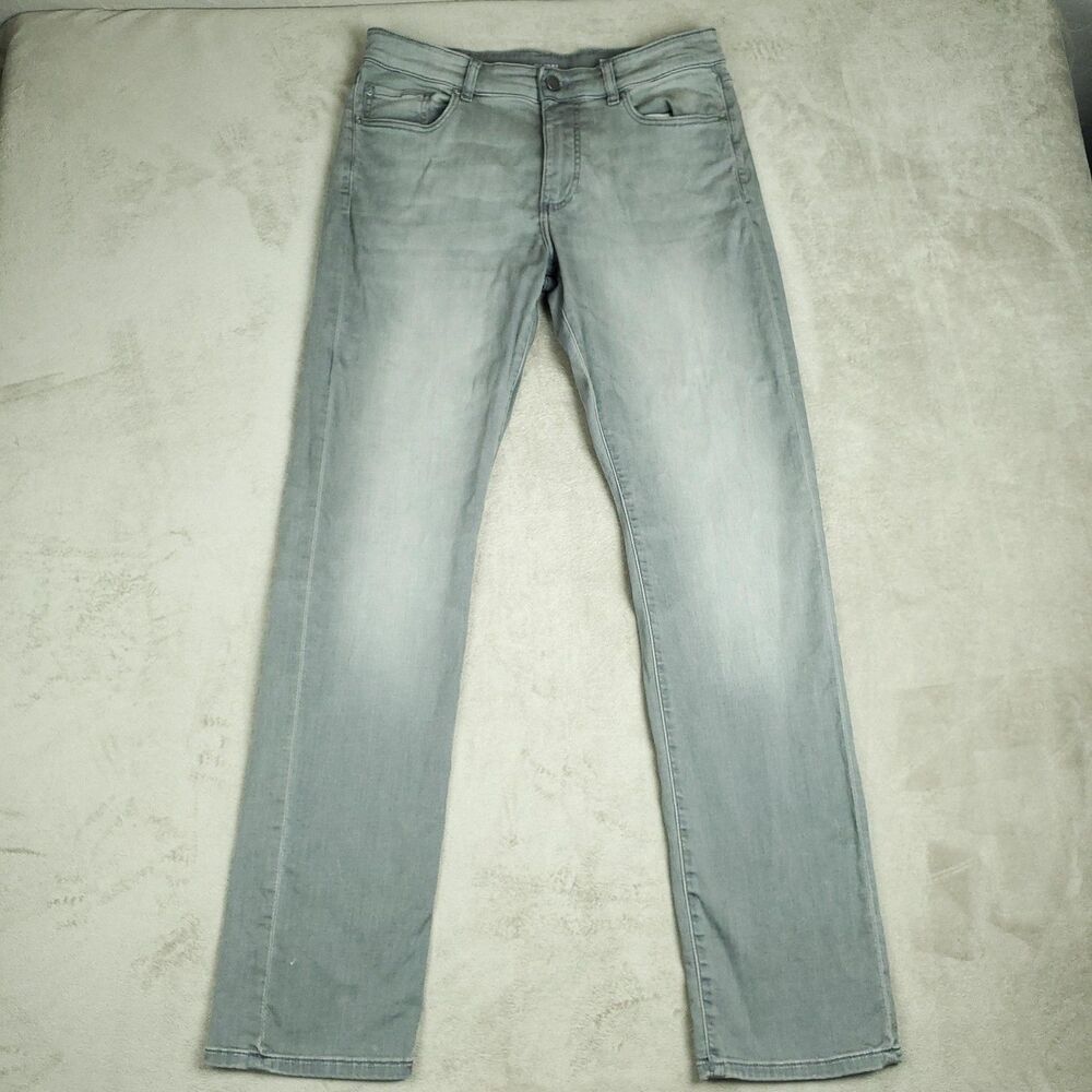 DL1961 Jeans Mens 33x34 Gray Light Wash Russell Slim Straight Stretch Denim
